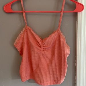 Pink cropped tank top from top shop